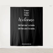 ブラックホワイトのビジネス ロゴ テキスト テンプレートへようこそ タペストリー (正面)