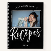 ブラックホワイトのブラシスクリプト レシピ写真 ノートブック (正面)