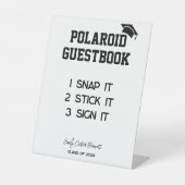 ブラックホワイトの卒業Polaroidゲストブック 台座サイン (正面)
