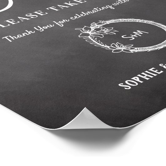 ブラックホワイトの結婚式プログラム扇風機の看板 ポスター (角)