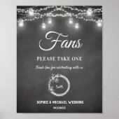 ブラックホワイトの結婚式プログラム扇風機の看板 ポスター (正面)