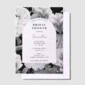ブラックホワイトの芍薬 水彩 ブライダルシャワー ベラム紙招待状 (オフセット)