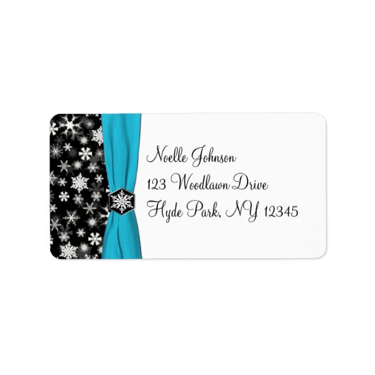 ブラックホワイトアクアスノーフレーク住所 シール (正面)