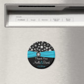 ブラックホワイトアクアスノーフレーク結婚式の引き出物磁石 マグネット (インサイチュ (食洗機))