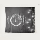 ブラックホワイトウェディングフォトプロップチョークボード背景 タペストリー (正面(横))