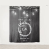 ブラックホワイトウェディングフォトプロップチョークボード背景 タペストリー (正面)