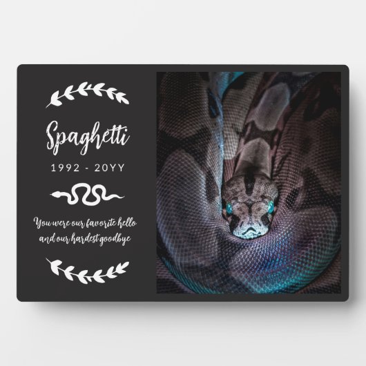 ブラックホワイトグリーン写真ペットスネークメモリアル フォトプラーク (正面)