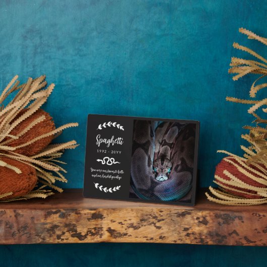 ブラックホワイトグリーン写真ペットスネークメモリアル フォトプラーク (側面)