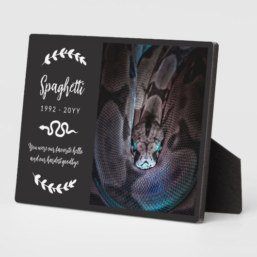 ブラックホワイトグリーン写真ペットヘビ追悼 フォトプラーク (側面)