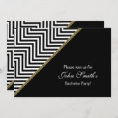 ブラックホワイトシェブロンベーシックカスタム 招待状 (正面/裏面)