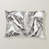 ブラックホワイトジャングル：トロピカルプラントパターン アクセントクッション (裏面)