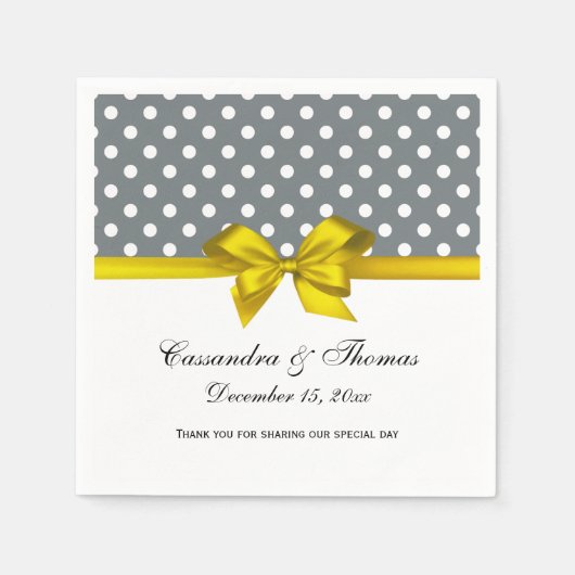 ブラックホワイトストライプ ダマスク ブルーリボン スタンダードカクテルナプキン (正面)