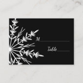 ブラックホワイトスノーフレーク ウィンターロマンチックウェディングプレイスカード プレイスカード (正面)