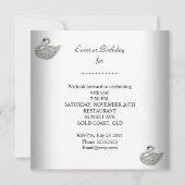 ブラックホワイトスワンエレガント誕生日パーティー 招待状 (裏面)