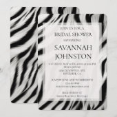 ブラックホワイトゼブラアニマルプリント ブライダルシャワー 招待状 (正面/裏面)