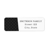 ブラックホワイトタータン プレイド 冬のクリスマスパターン ラベル (正面)