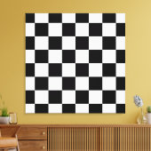 ブラックホワイトチェッカーボードキャンバスプリント キャンバスプリント (インサイチュ (リビング))