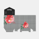 ブラックホワイトチェックのテントスタイル水彩ローズギフトボックス フェイバーボックス (折り畳みなし)