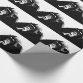ブラックホワイトチンパンジー ラッピングペーパー (角)