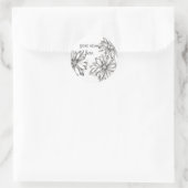 ブラックホワイトデイジーフラワーカスタム名 ラウンドシール (バッグ)