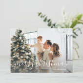 ブラックホワイトバイソン柄写真 メリークリスマス シーズンカード (スタンド正面)