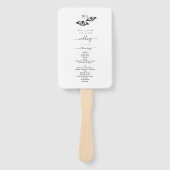 ブラックホワイトバタフライモノグラム結婚式プログラム ハンドファン (正面)