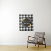 ブラックホワイトバッファローチェック ローズフレーム ウェディングテープ タペストリー (インサイチュ)