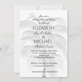 ブラックホワイトパームツリーエレガントウェディングリハーサル 招待状 (正面)