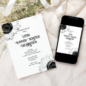 ブラックホワイトヒマワリ リサ サマーソルスティス パーティー 招待状