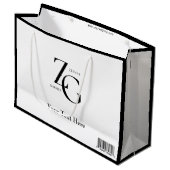 ブラックホワイトビジネスカスタムロゴミニマル ラージペーパーバッグ (正面アングル)