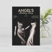 ブラックホワイトファッションシルクドレスグラマーエステティック 招待状