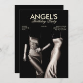 ブラックホワイトファッションシルクドレスグラマーエステティック 招待状