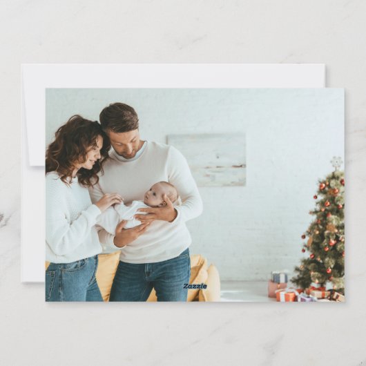 ブラックホワイトファームハウスプレイド写真 メリークリスマス シーズンカード (裏面)