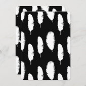 ブラックホワイトフェザーズベイビーシャワー 招待状 (正面/裏面)