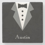 ブラックホワイトフォーマルタキシード 父の日 ストーンコースター (正面)