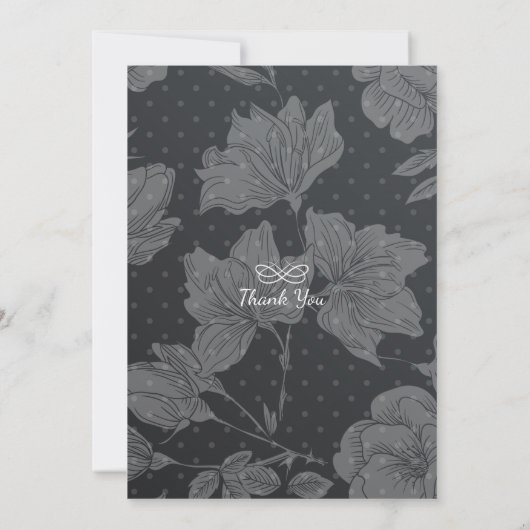 ブラックホワイトフラワー ストリング ライト バチェロレッテ パーティー 招待状 (裏面)