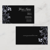 ブラックホワイトフローラリビジネスカード 名刺 (正面/裏面)