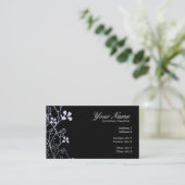 ブラックホワイトフローラリビジネスカード 名刺 (スタンド正面)