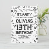 ブラックホワイトボーイ ナンバーワン 13歳の誕生日パーティー 招待状 (スタンド正面)