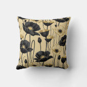 ブラックホワイトポピーと金ゴールドポピー クッション (裏面)