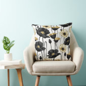 ブラックホワイトポピーと金ゴールドポピー クッション (椅子)