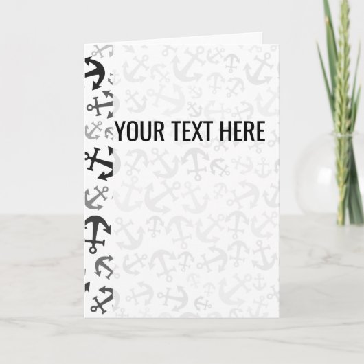 ブラックホワイトマリンアンカーパターンお知らせ 案内状 (正面)