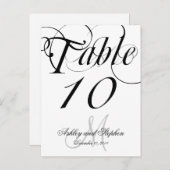 ブラックホワイトモノグラム結婚式テーブルナンバーカード インビテーションポストカード (正面/裏面)