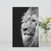 ブラックホワイトライオンの肖像 - 動物写真 便箋 (スタンド正面)