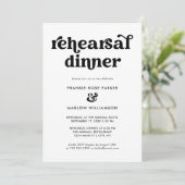 ブラックホワイトレトロタイポグラフィーディナーリハーサル 招待状 (スタンド正面)