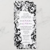 ブラックホワイト中世ルネサンスウェディング 招待状 (正面/裏面)