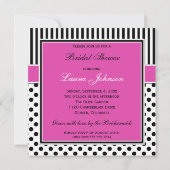 ブラックホワイト水玉模様ストライプブライダルシャワー招待状 招待状 (裏面)