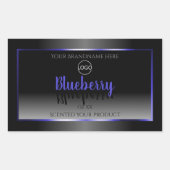 ブラックホワイト製品ラベル シャイニーブルーフレームロゴ 長方形シール (正面)