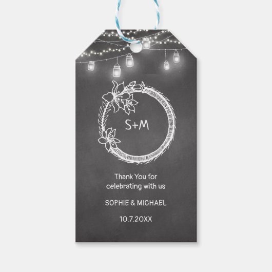 ブラックホワイト ウェディング メイソンジャー ブラックボード ギフトタグ (正面)