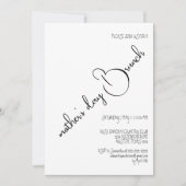 ブラックホワイト エレガント カリグラフィー 母の日 ブランチ 招待状 (正面)